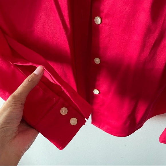 NWOT Banana Republic Red Fitted Dress Shirt Petite - Picture 3 of 6